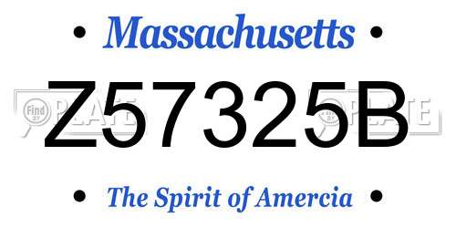 Z57325B Massachusetts License Plate