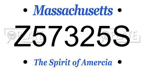 Z57325S Massachusetts License Plate