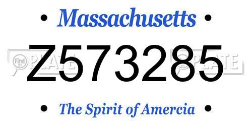 Z573285 Massachusetts License Plate