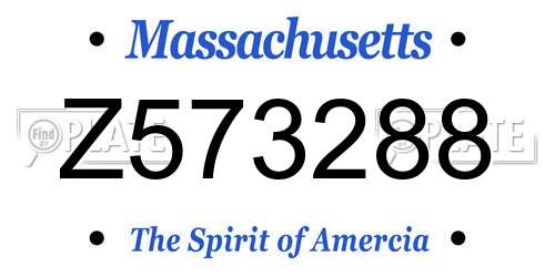 Z573288 Massachusetts License Plate