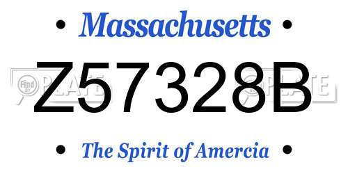 Z57328B Massachusetts License Plate