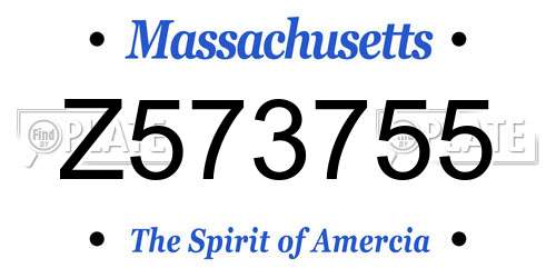 Z573755 Massachusetts License Plate