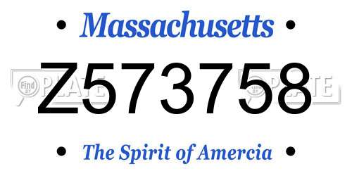 Z573758 Massachusetts License Plate