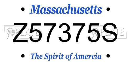 Z57375S Massachusetts License Plate