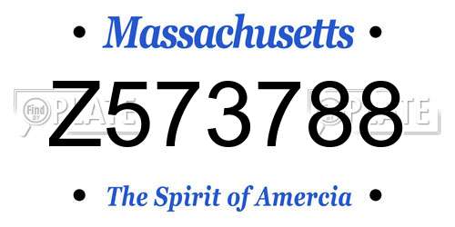 Z573788 Massachusetts License Plate