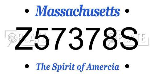 Z57378S Massachusetts License Plate