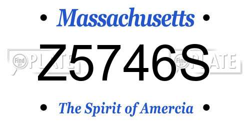 Z5746S Massachusetts License Plate