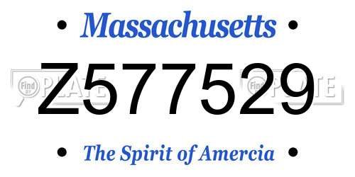 Z577529 Massachusetts License Plate