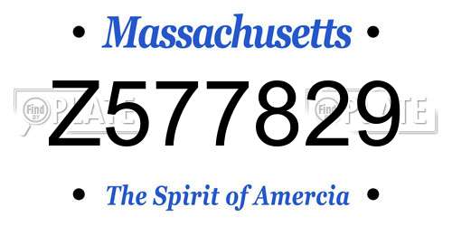 Z577829 Massachusetts License Plate