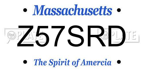 Z57SRD Massachusetts License Plate