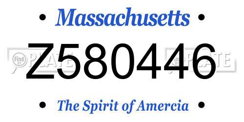 Z580446 Massachusetts License Plate