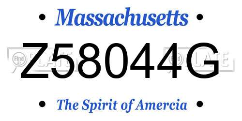 Z58044G Massachusetts License Plate