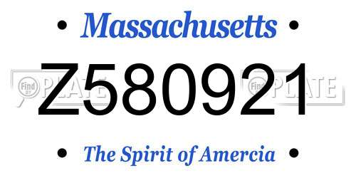 Z580921 Massachusetts License Plate
