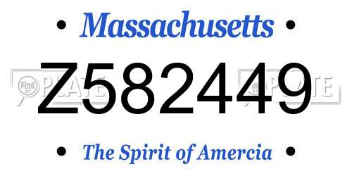 Z582449 Massachusetts License Plate
