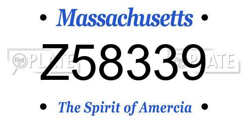 Z58339 Massachusetts License Plate
