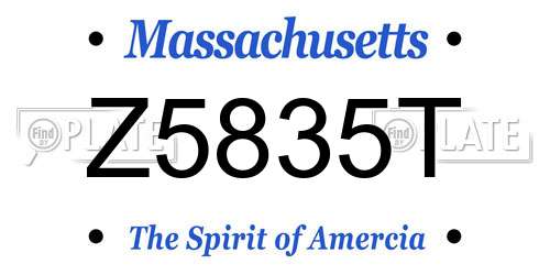 Z5835T Massachusetts License Plate