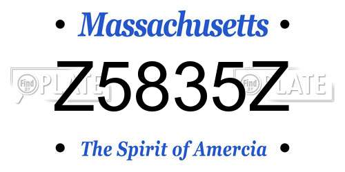 Z5835Z Massachusetts License Plate