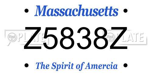 Z5838Z Massachusetts License Plate