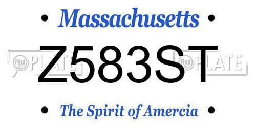 Z583ST Massachusetts License Plate