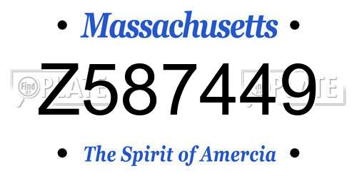 Z587449 Massachusetts License Plate