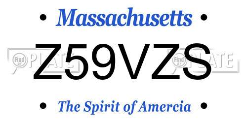 Z59VZS Massachusetts License Plate