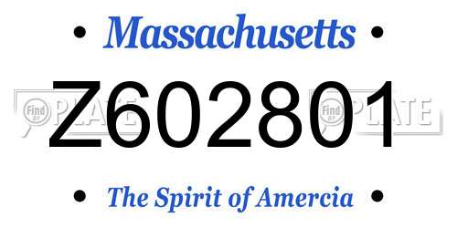 Z602801 Massachusetts License Plate