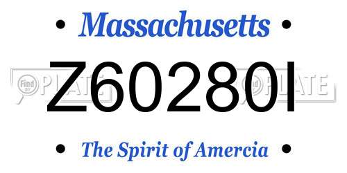 Z60280I Massachusetts License Plate