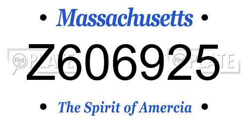 Z606925 Massachusetts License Plate