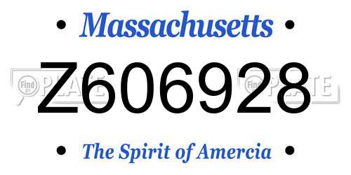 Z606928 Massachusetts License Plate
