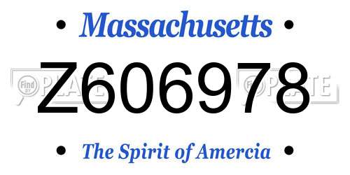 Z606978 Massachusetts License Plate