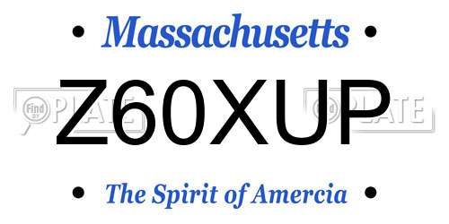 Z60XUP Massachusetts License Plate