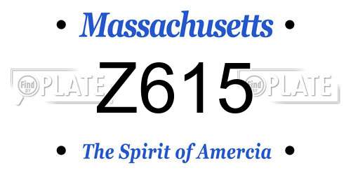 Z615 Massachusetts License Plate