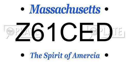 Z61CED Massachusetts License Plate
