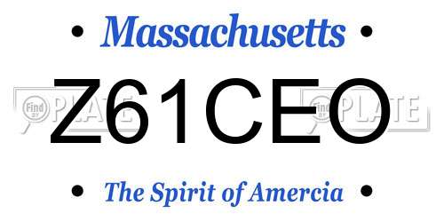 Z61CEO Massachusetts License Plate