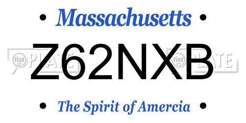 Z62NXB Massachusetts License Plate
