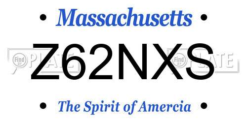 Z62NXS Massachusetts License Plate