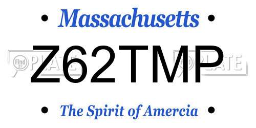 Z62TMP Massachusetts License Plate
