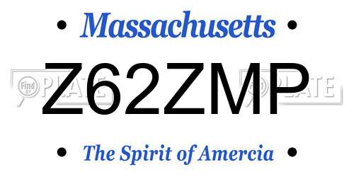 Z62ZMP Massachusetts License Plate