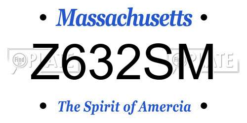 Z632SM Massachusetts License Plate