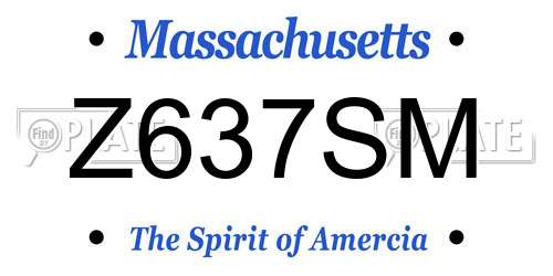 Z637SM Massachusetts License Plate