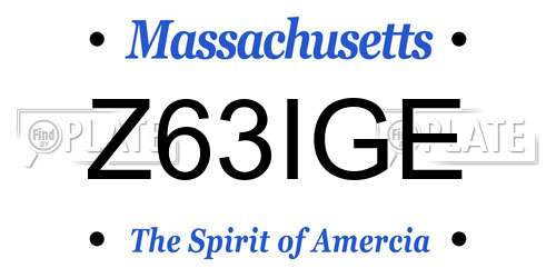 Z63IGE Massachusetts License Plate