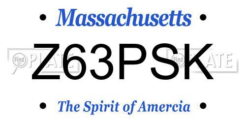 Z63PSK Massachusetts License Plate