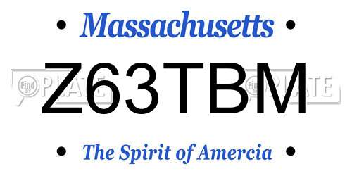 Z63TBM Massachusetts License Plate