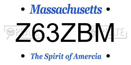 Z63ZBM Massachusetts License Plate