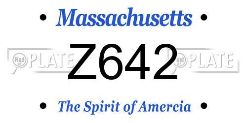 Z642 Massachusetts License Plate