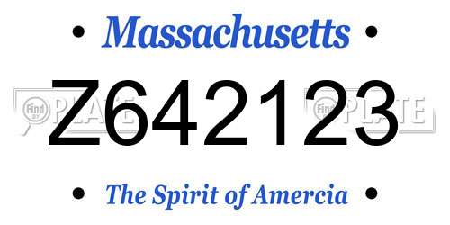 Z642123 Massachusetts License Plate