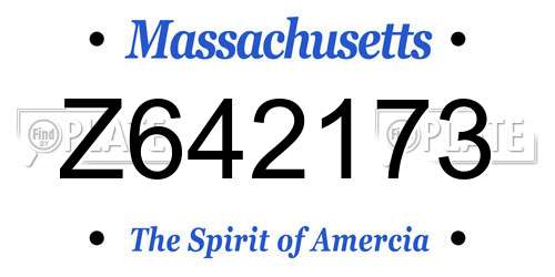 Z642173 Massachusetts License Plate