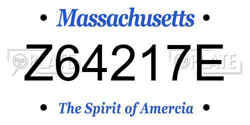 Z64217E Massachusetts License Plate