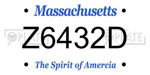 Z6432D Massachusetts License Plate