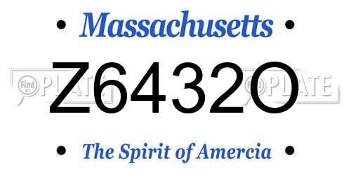 Z6432O Massachusetts License Plate